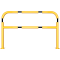 Protective bar made of steel tubing |  60 x 2.5 mm | with crossbar | total width: 1500 mm | total height: 1000 mm | hot-dip galvanized and yellow coatedwith black warning stripes